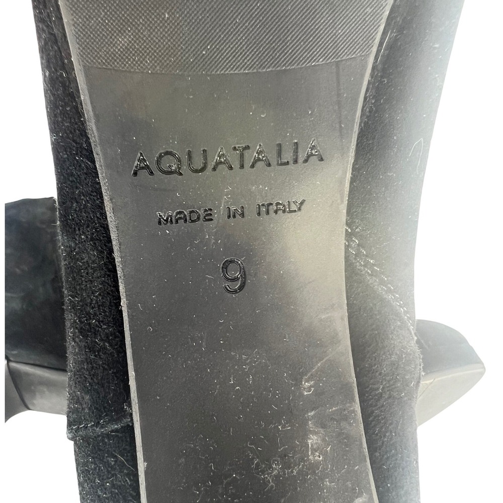 Aquatalia Black Suede Platform Ankle Boots Almond Toe Size 9 - Picture 11 of 12